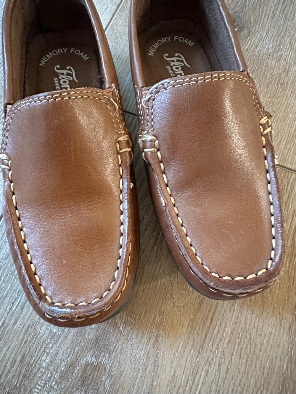 Florsheim Boys Kasper Venetian Driver Loafers Tan Leather Slip-On Shoes 11W Wide